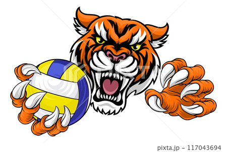 Tiger Volleyball Volley Ball Animal Sports Mascot 117043694
