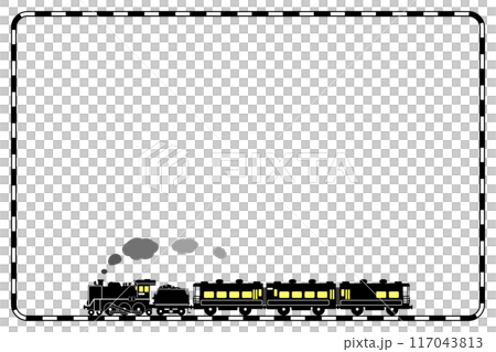 SL C57 與沙龍車浪速玩具風格剪影插畫鐵路框架 117043813