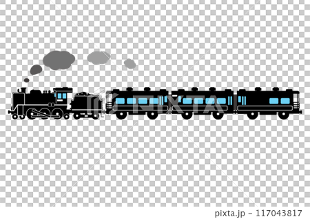SL C57 和沙龍車 Naniwa 玩具風格剪影插畫淺藍色窗戶 117043817