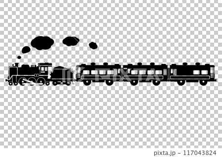 SL C57 和沙龍車 Naniwa 的玩具風格剪影插圖 117043824