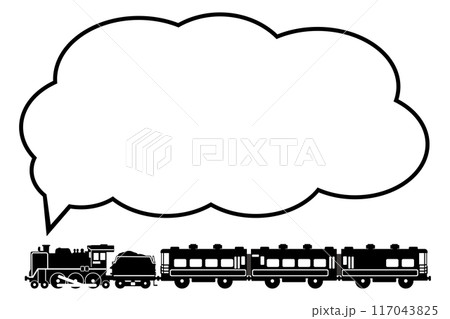 SL C57とサロンカーなにわのおもちゃ風シルエットイラスト 117043825