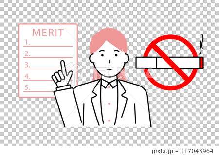 A female doctor pointing out the benefits of quitting smoking 117043964