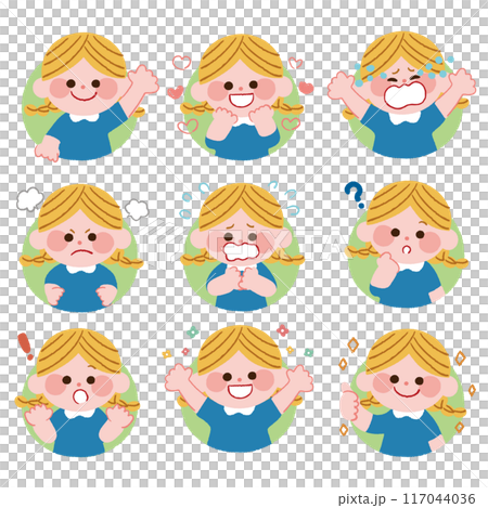 有各種面部表情的孩子 117044036