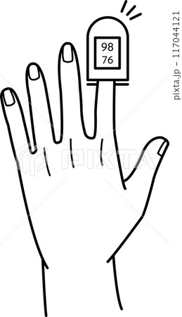 パルスオキシメーターのイラスト 線画のみ パルスオキシメーターのイラスト 線画のみ 117044121