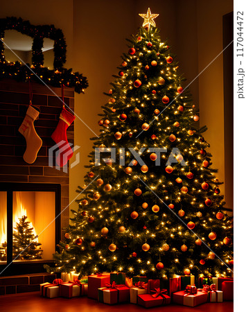 festive decorations joyful atmosphere holiday cheer. 117044472