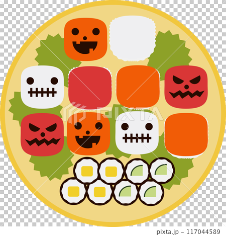 ハロウィンをイメージしたてまり寿司のイメージ素材 117044589