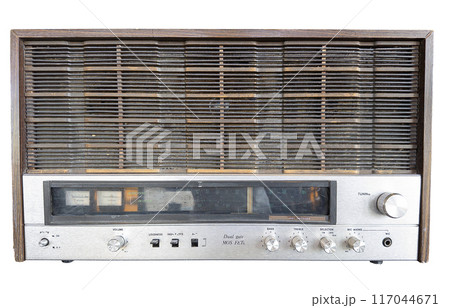 Vintage Hi-Fi Receiver with Analog Controls. Vintage Hi-Fi Receiver with Analog Controls. 117044671