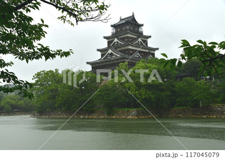 雨中の広島城 117045079