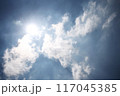 太陽と雲の間から差し込む光 117045385