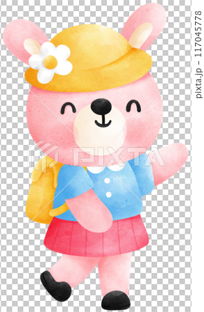 Cute rabbit student watercolor illustration, Back to school concept. Cute rabbit student watercolor illustration, Back to school concept. 117045778