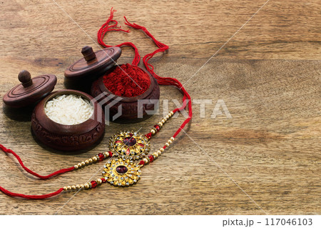 Happy Raksha Badhan. Traditional Festive Items Happy Raksha Badhan. Traditional Festive Items 117046103
