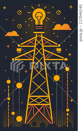 Energy concept, high voltage tower. 117046240