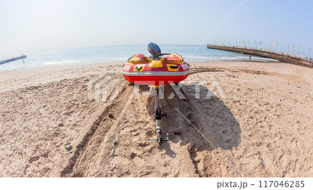 Beach Ocean  Lifeguard Rescue Boat Landscape 117046285