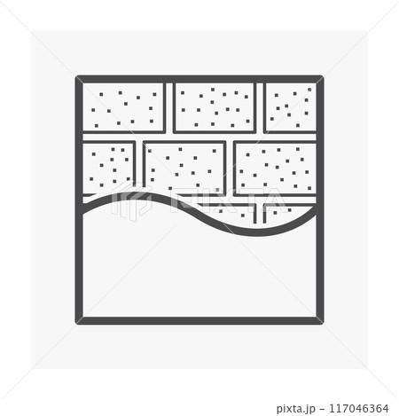 Concrete block wall and plastering vector icon, work in architecture, construction. Concrete block wall and plastering vector icon, work in architecture, construction. 117046364