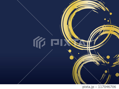 和風 筆背景 紺色に金色の円 和風 筆背景 紺色に金色の円 117046706