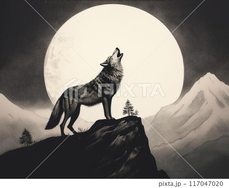 月に吠えるニホンオオカミ 月に吠えるニホンオオカミ 117047020