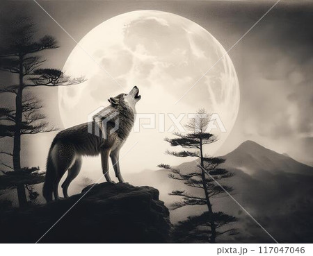 月に吠えるニホンオオカミ 月に吠えるニホンオオカミ 117047046