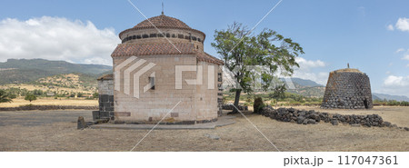 Panorama of Santa Sabina Church and Nuraghe in Sardinia 117047361