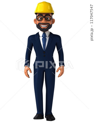 Fun 3D cartoon indian architect illustration 117047547