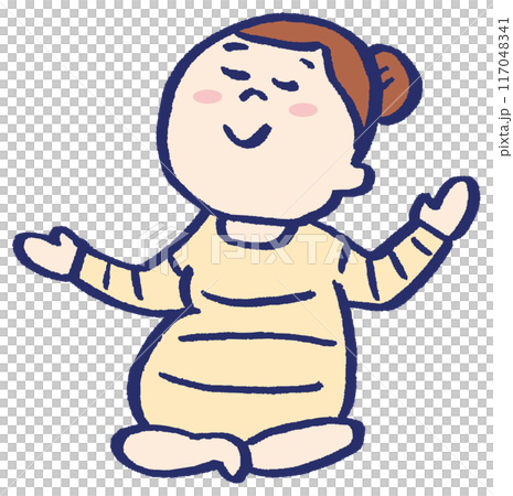 A cute pregnant woman wearing a dress 117048341