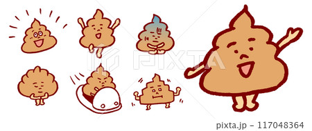 茶色で形のきれいなかわいいうんこのキャラ素材 117048364