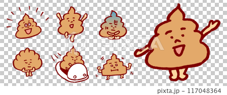 茶色で形のきれいなかわいいうんこのキャラ素材 117048364