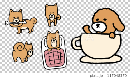 姿勢奇怪的可愛狗狗人物素材 117048370