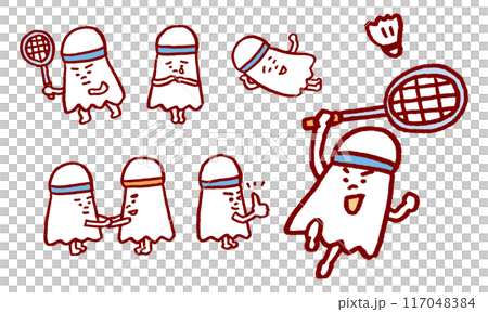 Cute badminton shuttlecock character material Cute badminton shuttlecock character material 117048384