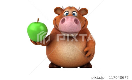 Fun 3D cartoon cow illustration Fun 3D cartoon cow illustration 117048675