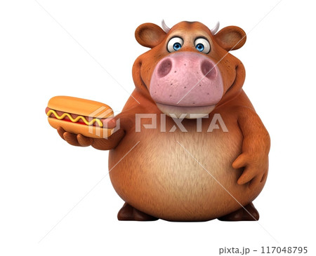 Fun 3D cartoon cow illustration Fun 3D cartoon cow illustration 117048795
