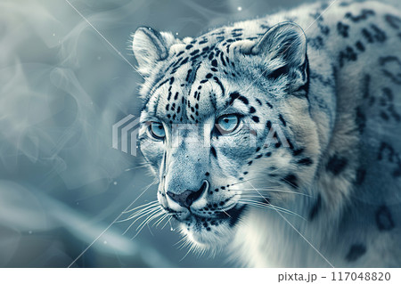 A mesmerizing close-up of a snow leopard. Wildlife Animals A mesmerizing close-up of a snow leopard. Wildlife Animals 117048820