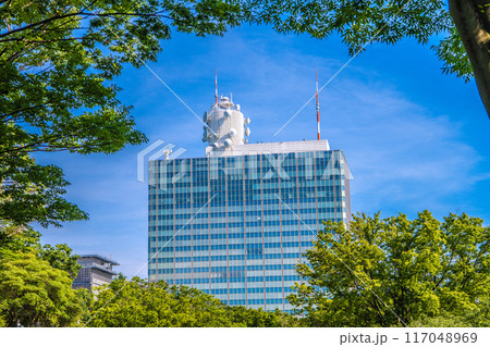 日本の東京都市景観 渋谷区神南のNHK放送センター本館などを望む=8月1日 日本の東京都市景観 渋谷区神南のNHK放送センター本館などを望む=8月1日 117048969