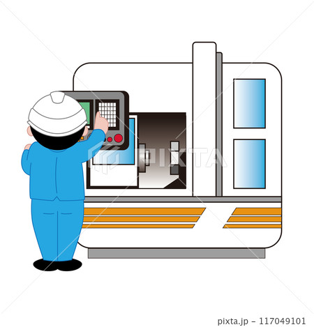 工場で作業する男性のベクターイラスト 117049101