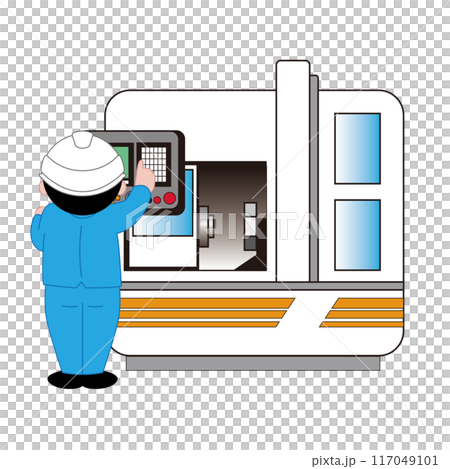 工場で作業する男性のベクターイラスト 117049101