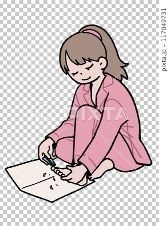 A woman cutting a nail of a foot 117049731