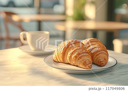 クロワッサンのイメージ素材・パン屋さん・カフェ「AI生成画像」 117049806