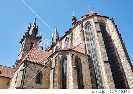 Gothic Church of the Mother of God before Tyn, popular tourist destination at the Old Town square in Prague, Czech Republic Gothic Church of the Mother of God before Tyn, popular tourist destination at the Old Town square in Prague, Czech Republic 117050340