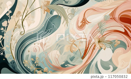 Swirling Paint Effect: Dreamy Floral Art Ai generated 117050832