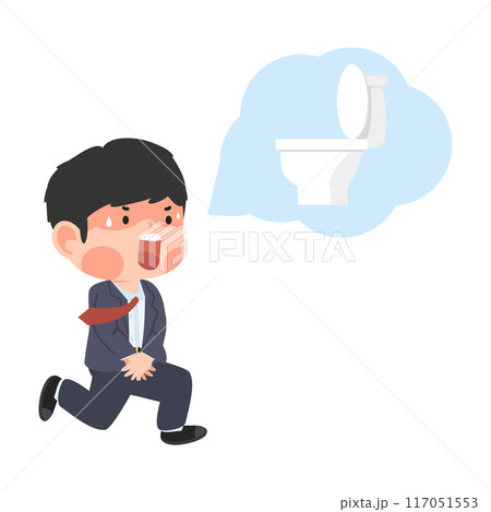 Business man running  to the toilet 117051553