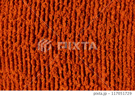 Ground paprika, red terracotta spice background, art in cooking. 117051729