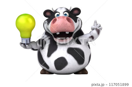 Fun 3D cartoon cow illustration Fun 3D cartoon cow illustration 117051899