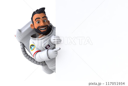 Fun 3D cartoon illustration of an asian astronaut Fun 3D cartoon illustration of an asian astronaut 117051934