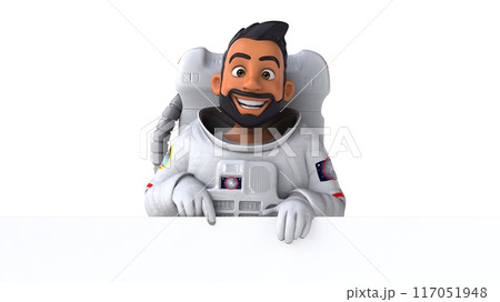 Fun 3D cartoon illustration of an asian astronaut Fun 3D cartoon illustration of an asian astronaut 117051948