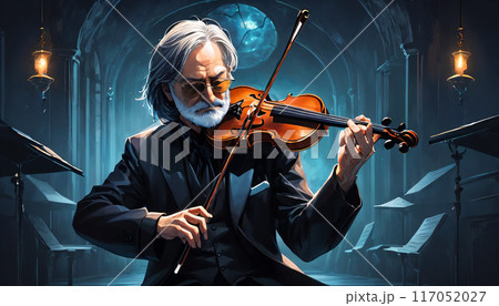 バイオリンを弾く男性 バイオリンを弾く男性 117052027