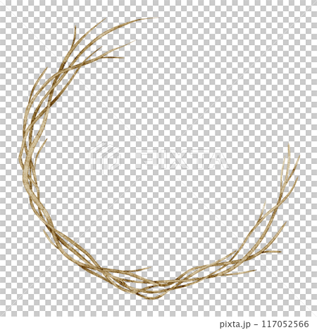 Botanical Wreath with twigs and branches watercolor illustration. Frame with twisted plants for autumn Invitations and greeting cards on isolated background. Circular border for fall postcards design. Botanical Wreath with twigs and branches watercolor illustration. Frame with twisted plants for autumn Invitations and greeting cards on isolated background. Circular border for fall postcards design. 117052566