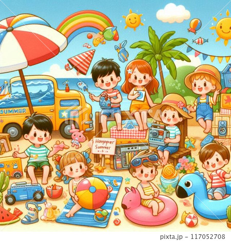 夏の海で遊びを満喫 117052708