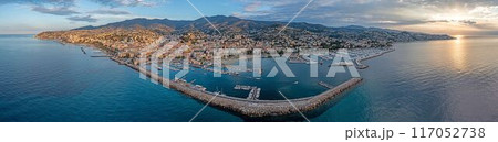 Aerial panoramic view of the harbour of the Italian city of San Remo 117052738
