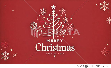 雪の結晶の赤い背景のクリスマスカード 117053767