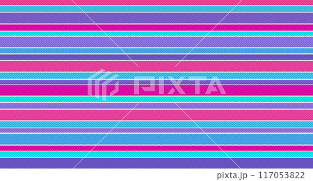 Abstract simple pop art style bright background with pink, blue and purple stripes. Colored background with polka pattern. Vector illustration 117053822