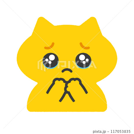 うるうるの涙目のかわいい猫 - ぴえんの絵文字のようなの表情の動物のデザイン素材 117053835